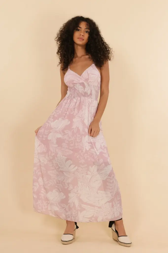 Robe Mousseline à fleurs TU rose & blanc