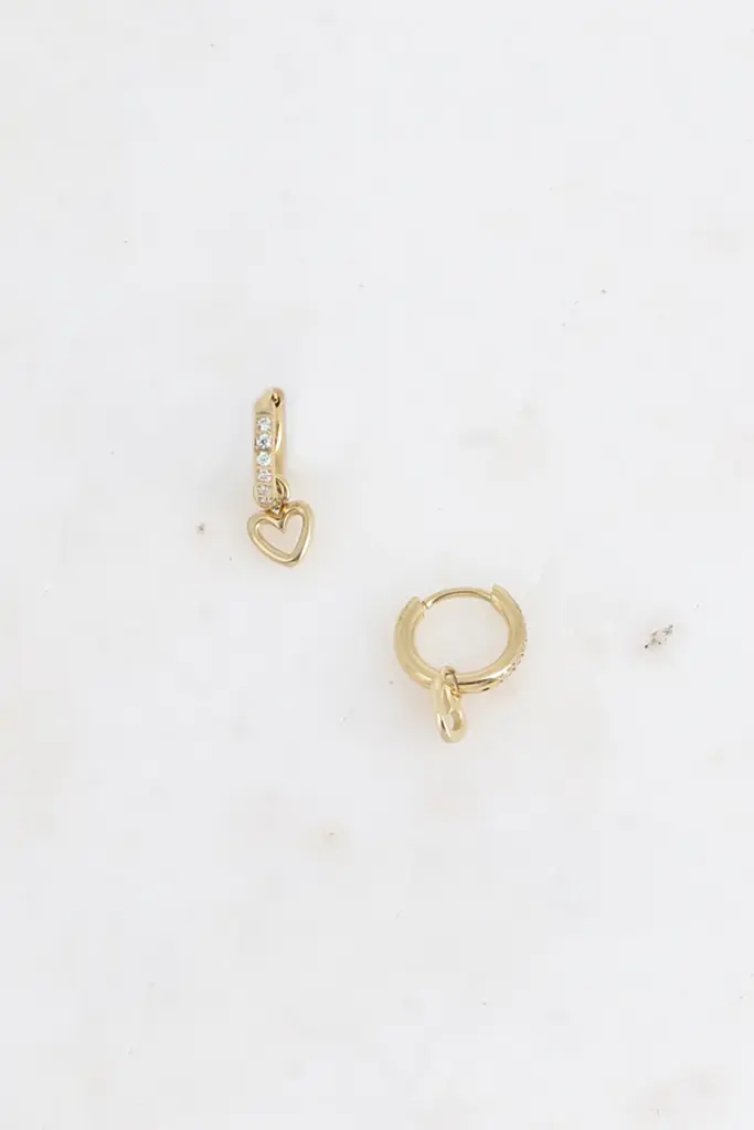 Bohm - Mini créoles - anneau avec oxydes de zirconium et pendentif coeur ajouré Argent