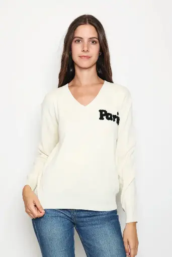 [pm9121 beige] Pull col V Paris Beige Taille unique
