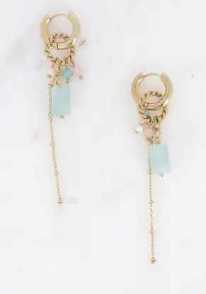 [BM1549E0640 BLEU] Boucles d'oreilles perle bleu