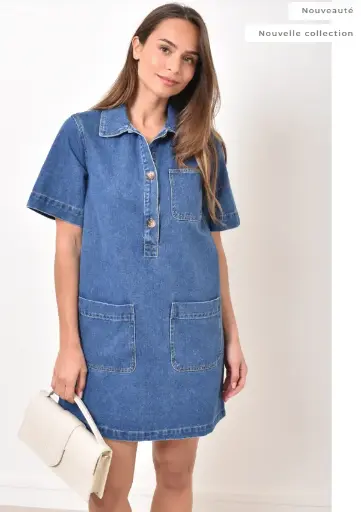 [j0645l] Robe jeans avec poches taille L