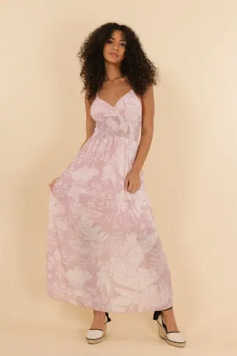 Robe Mousseline à fleurs TU rose & blanc