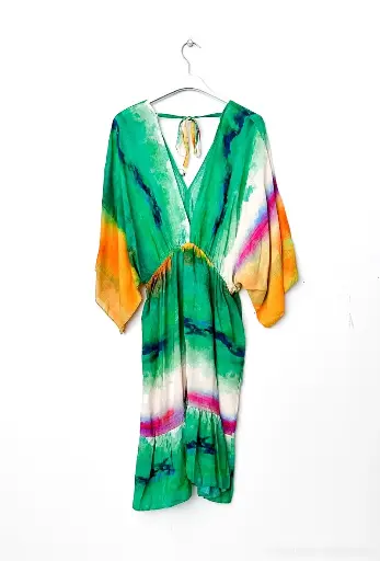 [2407_VERT] Robe courte imprimée Vert TU