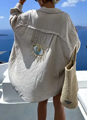 Chemise gaze de coton beige
